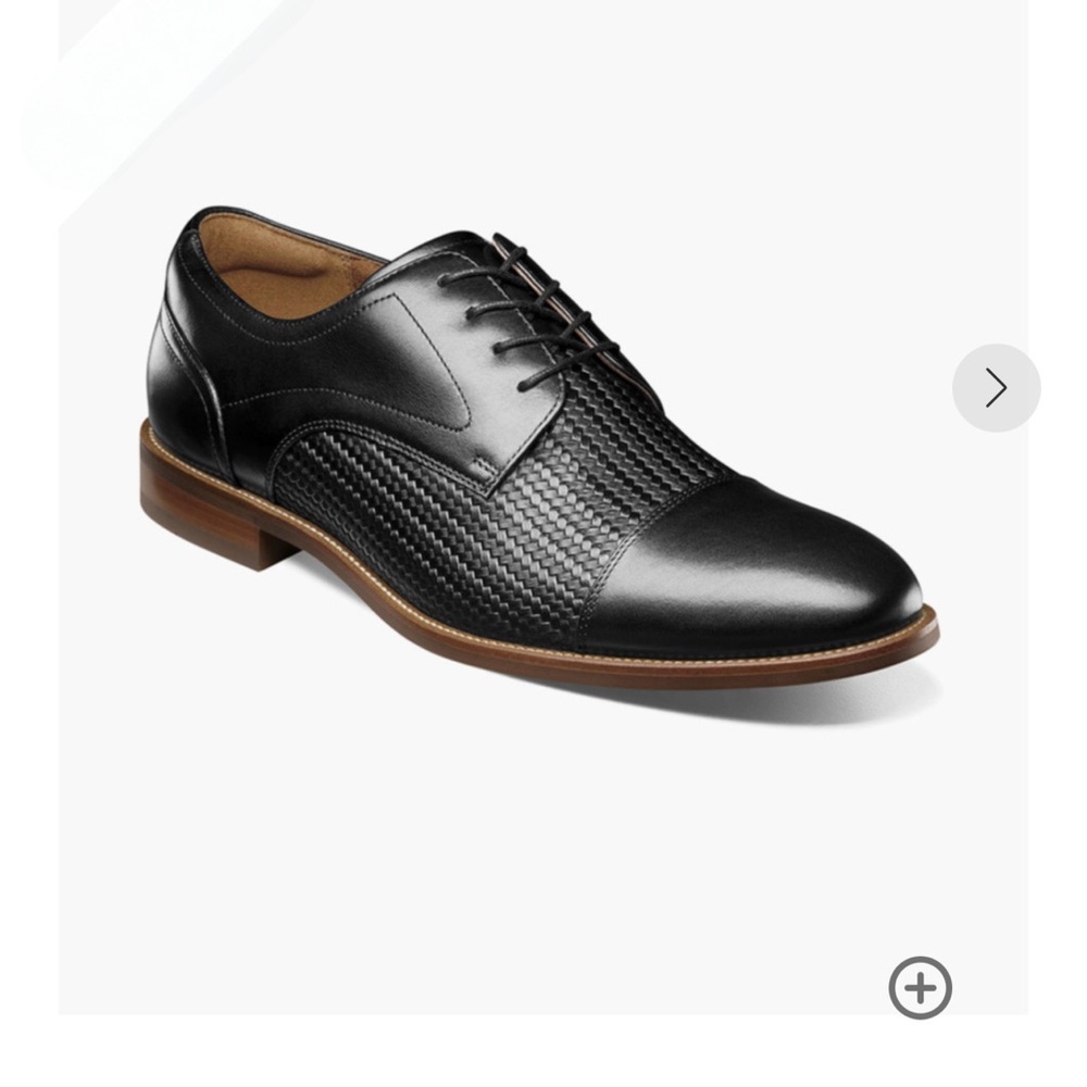Florsheim Black Textured Leather Oxfords